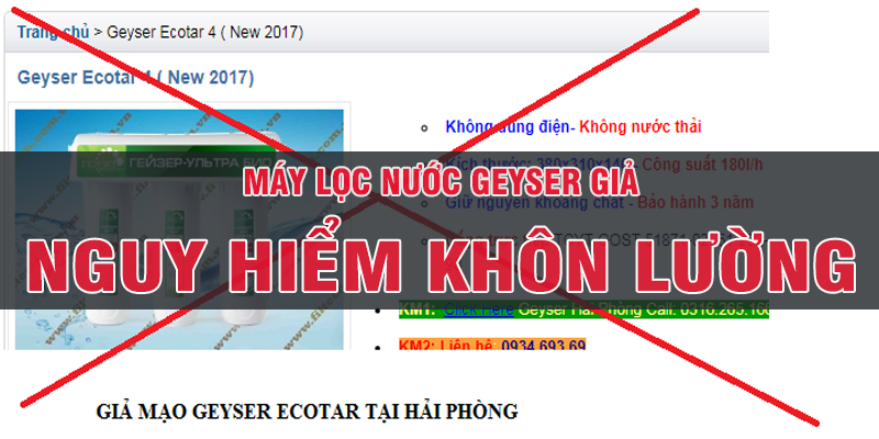 CẢNH BÁO MÁY LỌC NƯỚC NANO GEYSER GIẢ MẠO