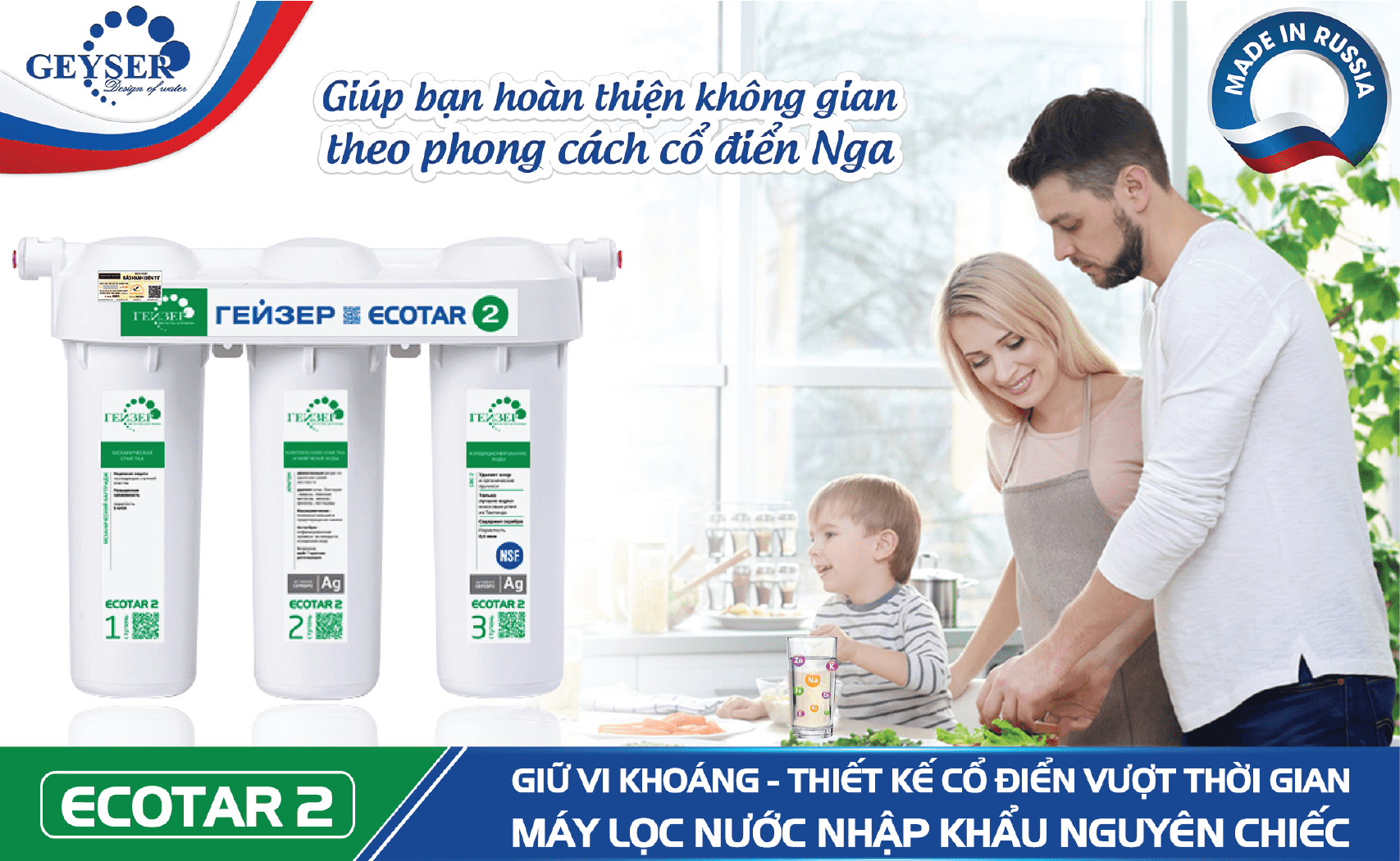 Máy lọc nước Geyser Ecotar 2 giữ khoáng hiệu quả