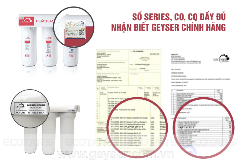 Xác thực Model sản phẩm Geyser Ecotar 5