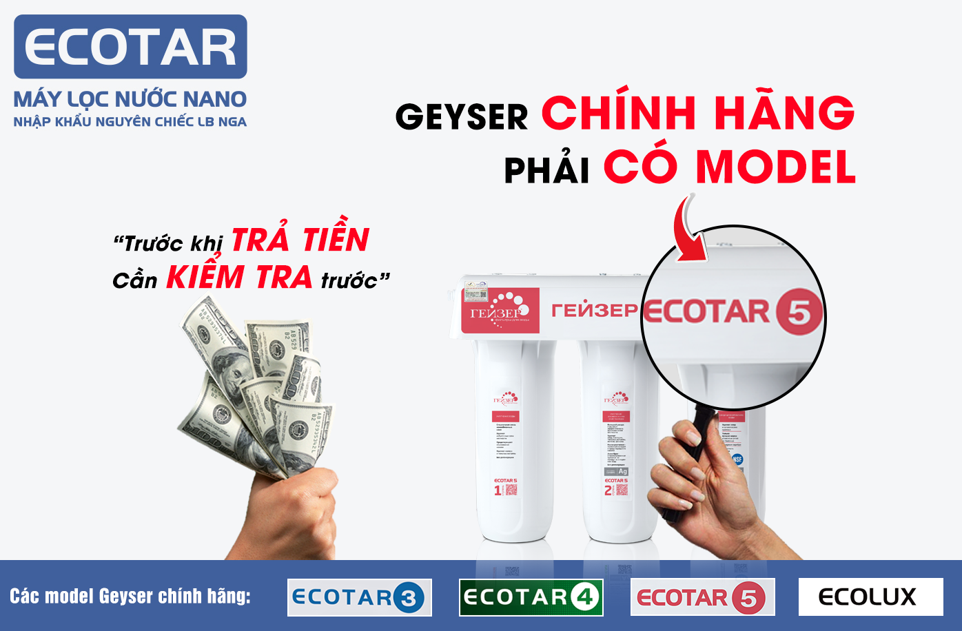 Xác thực máy lọc nước Nano Geyser chính hãng